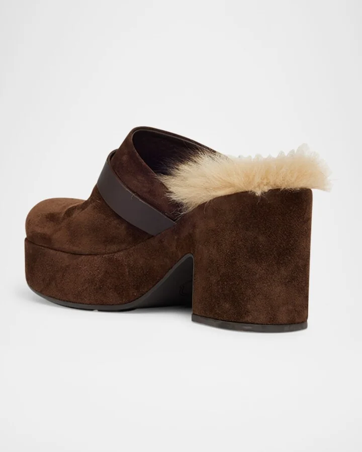 Amalia Shearling-Lined Suede Mules - Image 4