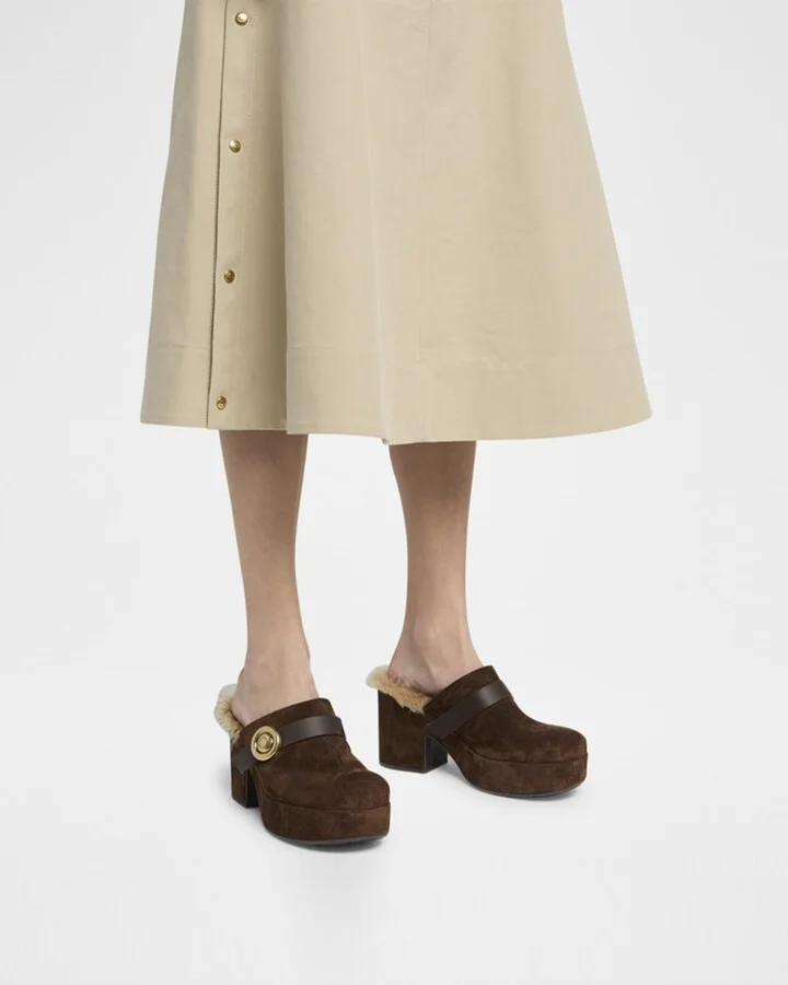 Amalia Shearling-Lined Suede Mules - Image 9