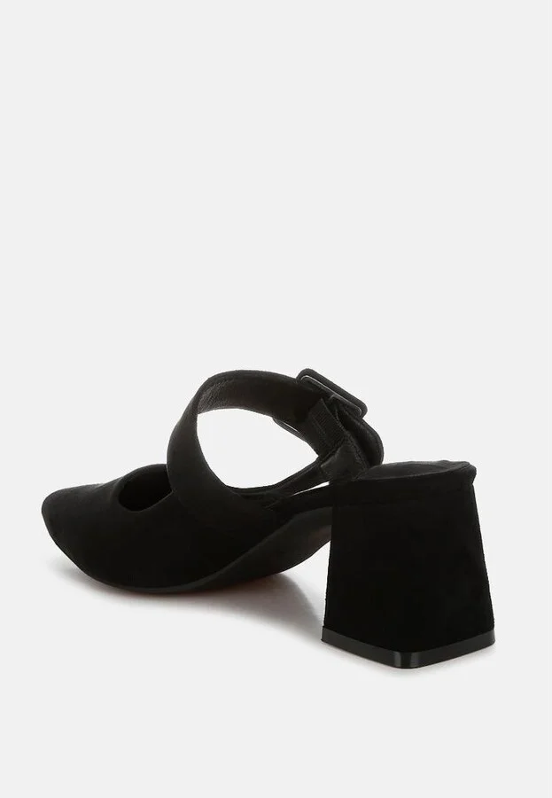 Amapola Buckle Strap Detail Microfiber Mules - Image 2