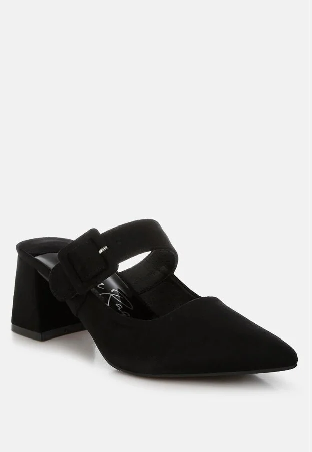 Amapola Buckle Strap Detail Microfiber Mules - Image 3