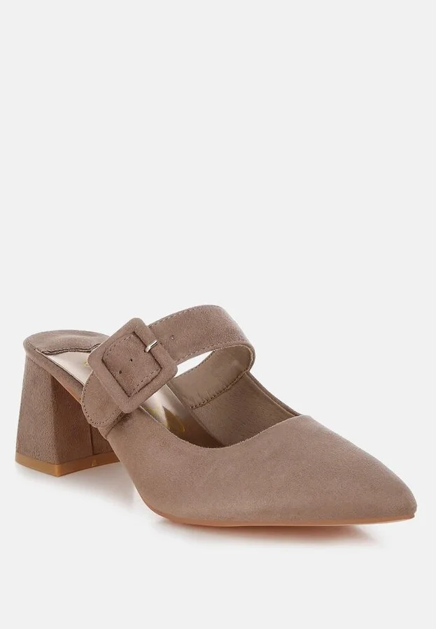 Amapola Buckle Strap Detail Microfiber Mules - Image 4