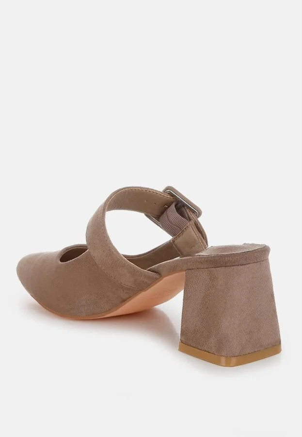 Amapola Buckle Strap Detail Microfiber Mules - Image 5