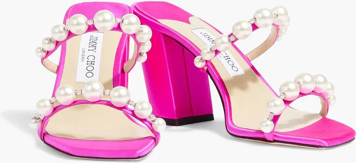 Amara 85 faux pearl-embellished satin sandals - Image 2