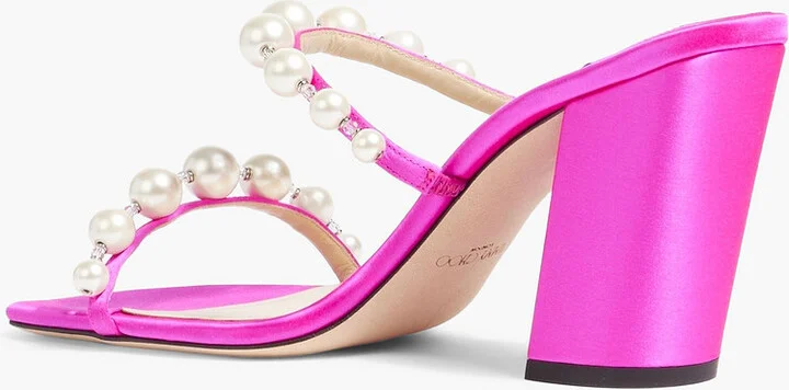 Amara 85 faux pearl-embellished satin sandals - Image 3