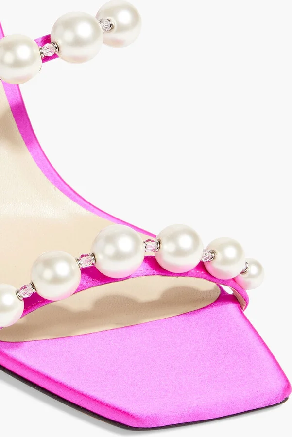 Amara 85 faux pearl-embellished satin sandals - Image 4