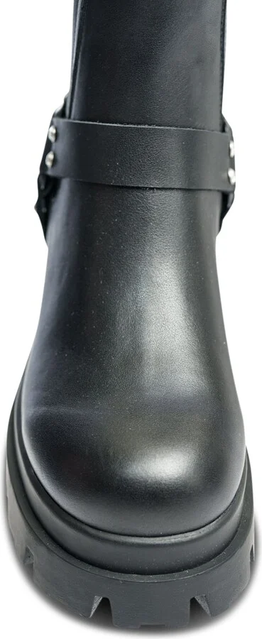 Amara Black Leather Work Evening Biker Ankle Bootie - Image 6