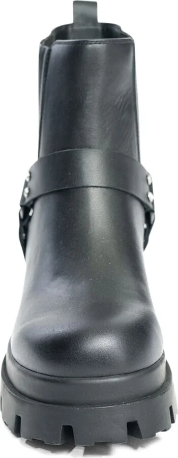Amara Black Leather Work Evening Biker Ankle Bootie - Image 7