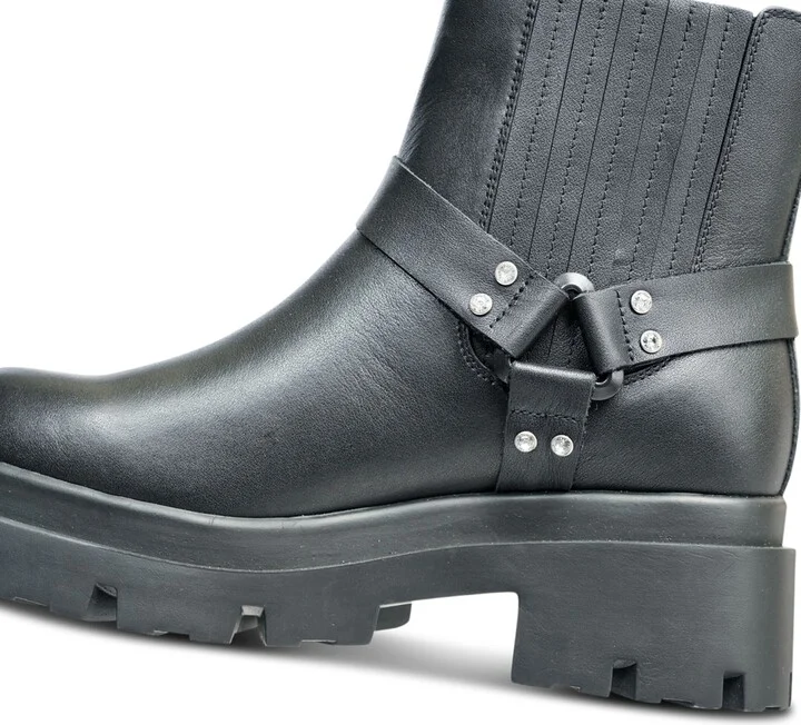 Amara Black Leather Work Evening Biker Ankle Bootie - Image 9