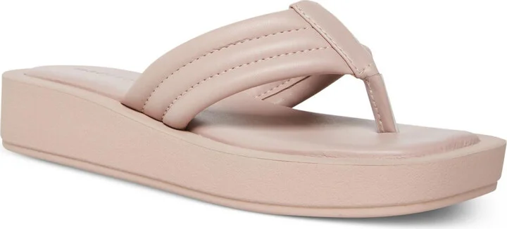 Amarri Womens Faux Leather Toe-Post Flatform Sandals