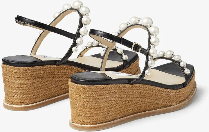 Amatuus 60 Pearls and Crystal Wedge Sandals - Image 2