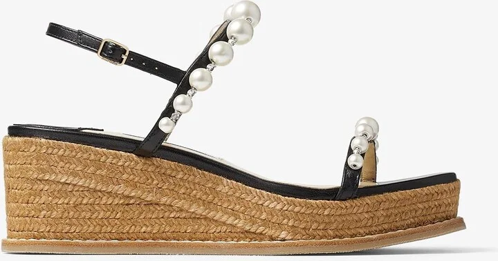 Amatuus 60 Pearls and Crystal Wedge Sandals