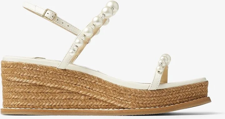 Amatuus 60 Pearls and Crystal Wedge Sandals