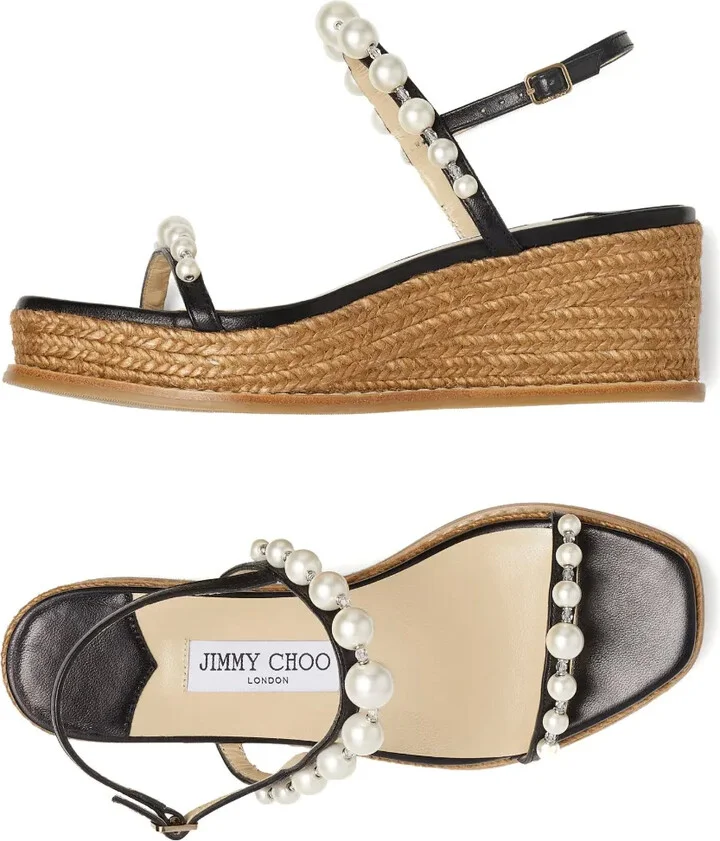 Amatuus pearl-embellished 60mm wedge espadrilles - Image 4
