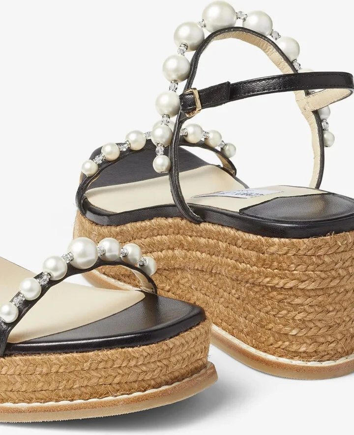 Amatuus pearl-embellished 60mm wedge espadrilles - Image 5
