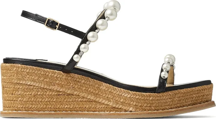 Amatuus pearl-embellished 60mm wedge espadrilles