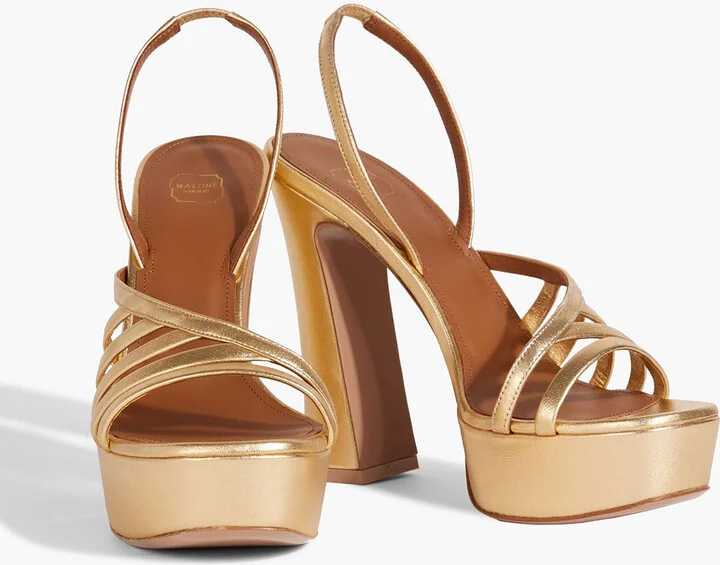 Amaya 125 metallic leather platform slingback sandals - Image 2