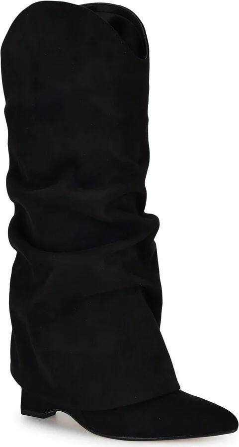 AMAZIN 2 Womens Faux Suede Pointed Toe Knee-High Boots