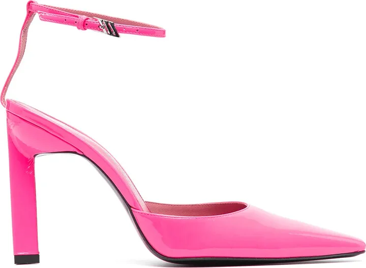 Amber ankle-strap pumps