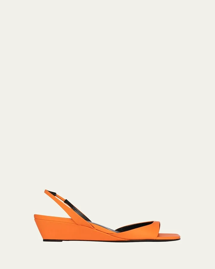 Amber Leather Wedge Slingback Sandals