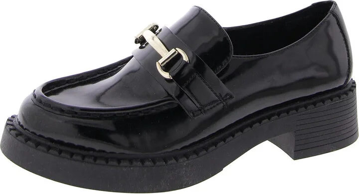 Ambrosee Womens Embellished Block Heel Loafers