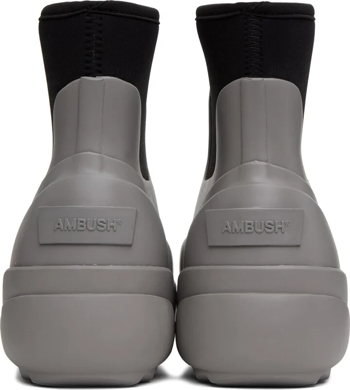 AMBUSH Gray & Black Square Toe Boots - Image 2