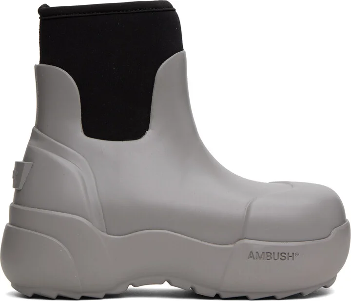 AMBUSH Gray & Black Square Toe Boots