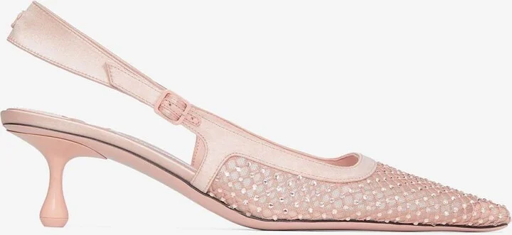 Amel 50 Crystal-Embellished Mesh Pumps