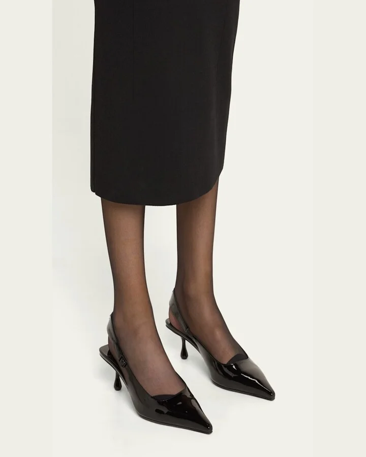 Amel Pointed Patent Leather Slingback Pumps - Image 9