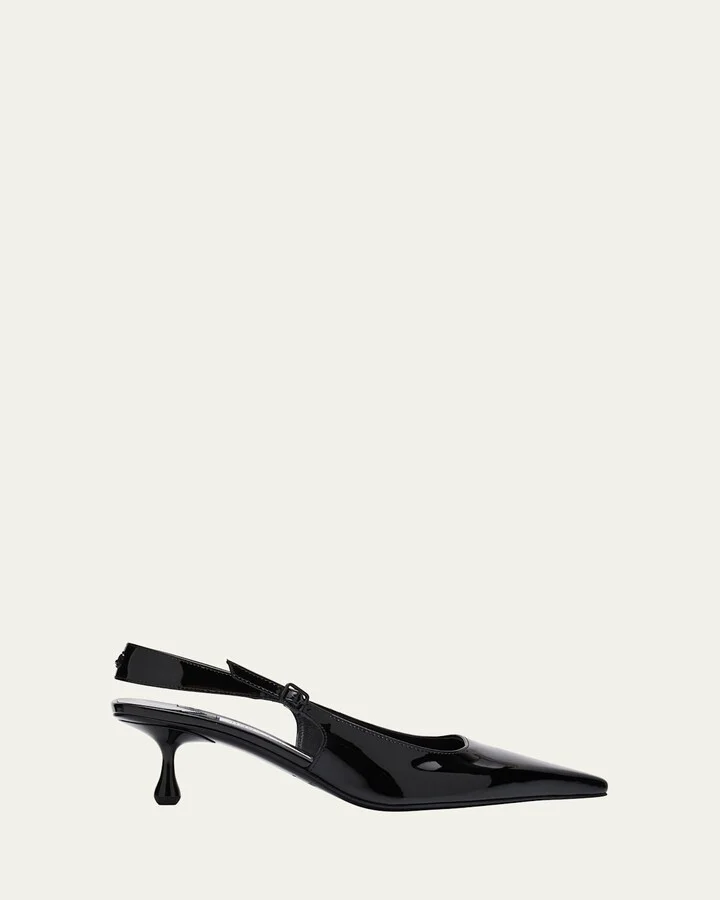 Amel Pointed Patent Leather Slingback Pumps