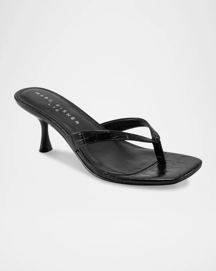 Amele Croco Kitten Thong Slide Sandals - Image 5