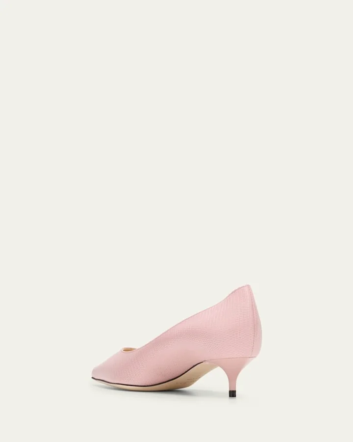 Amelia Embossed Leather Kitten-Heel Pumps - Image 3