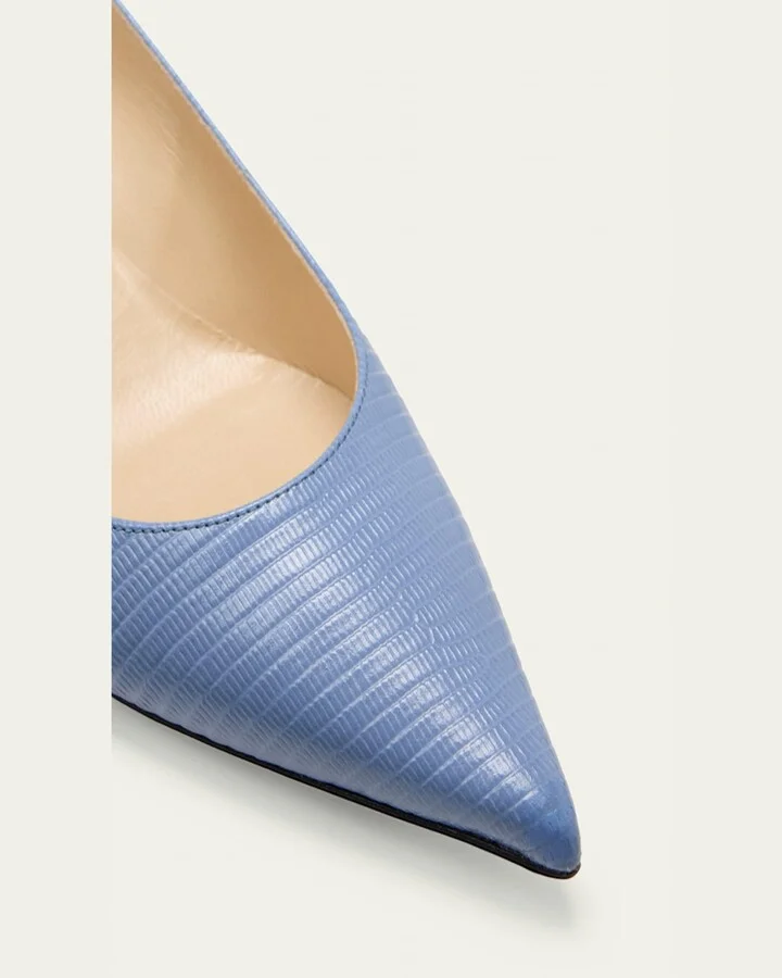 Amelia Embossed Leather Kitten-Heel Pumps - Image 2