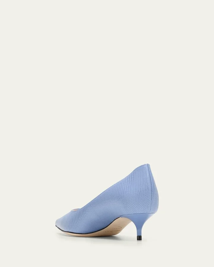 Amelia Embossed Leather Kitten-Heel Pumps - Image 3