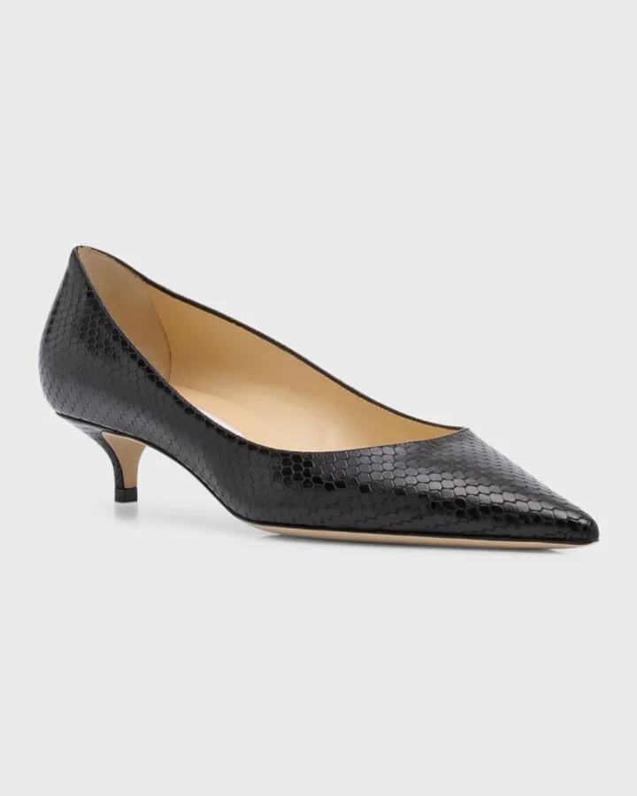 Amelia Snake Printed Kitten-Heel Pumps - Image 6
