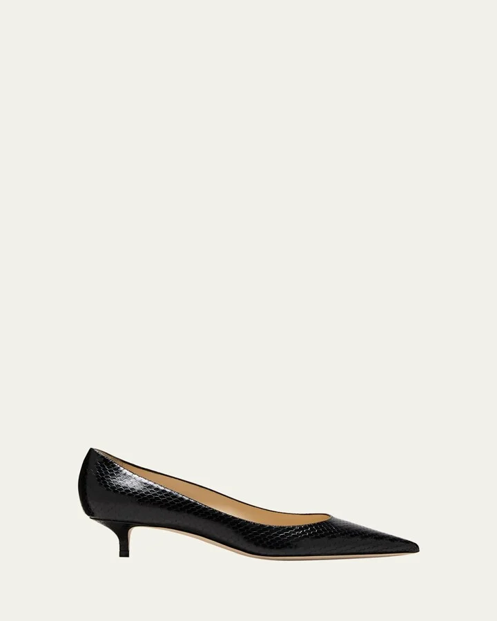 Amelia Snake Printed Kitten-Heel Pumps
