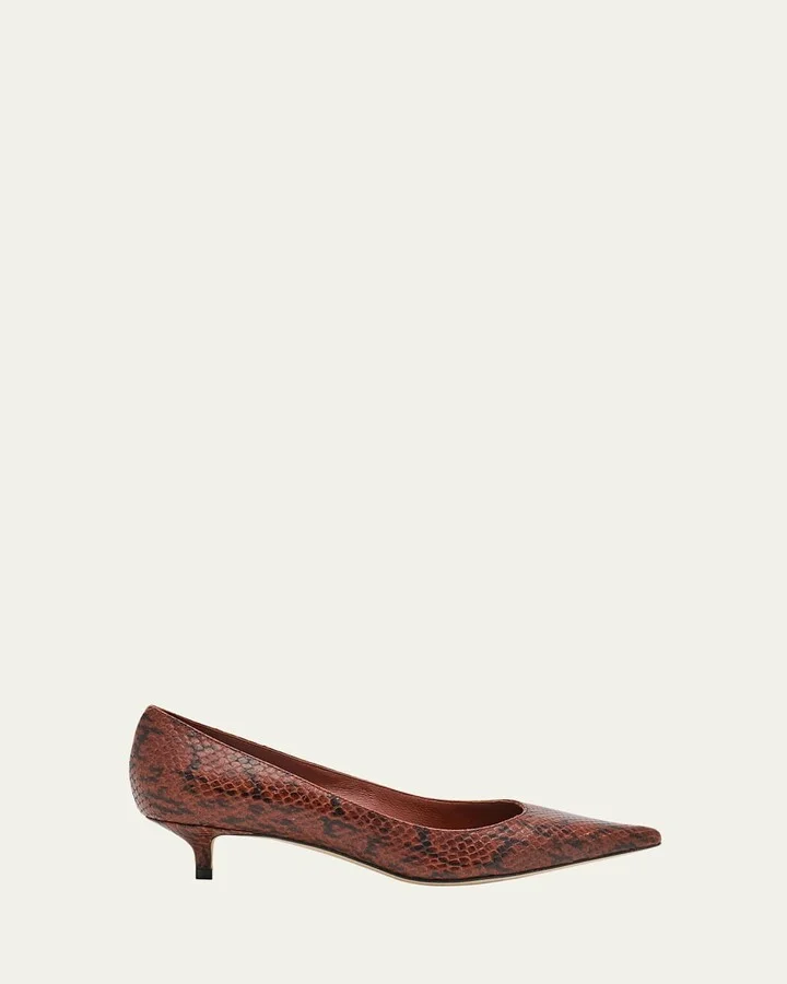 Amelia Snake-Printed Leather Pumps
