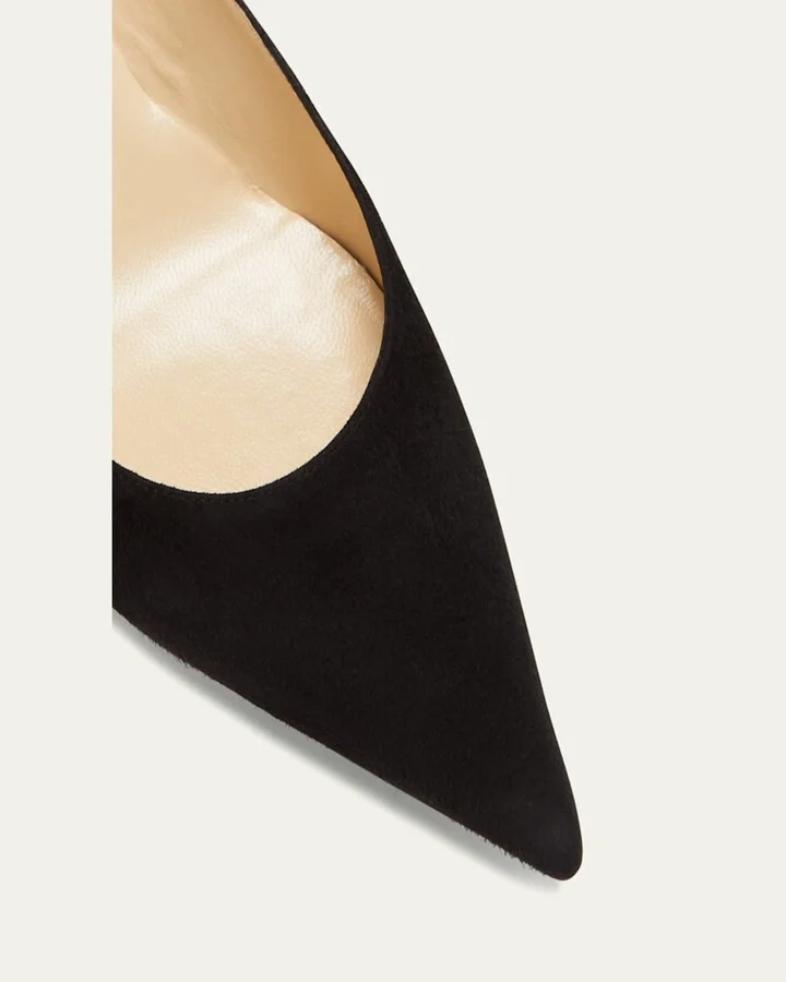Amelia Suede Kitten-Heel Pumps, Black - Image 2