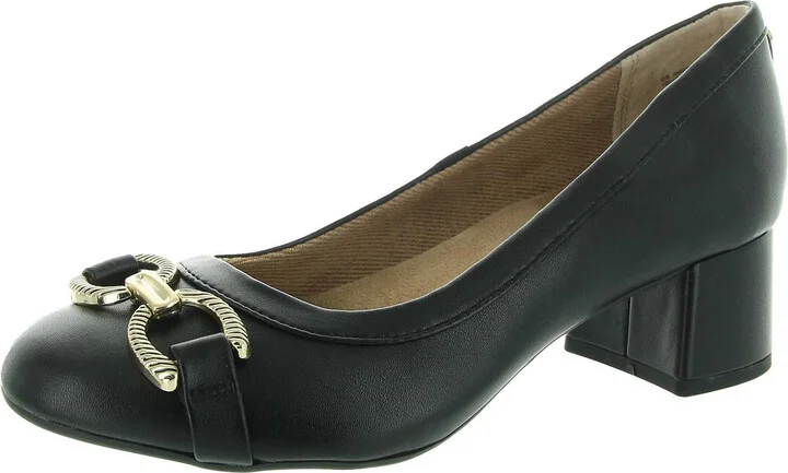 Ameriee Womens Faux Leather Cushioned Footbed Pumps