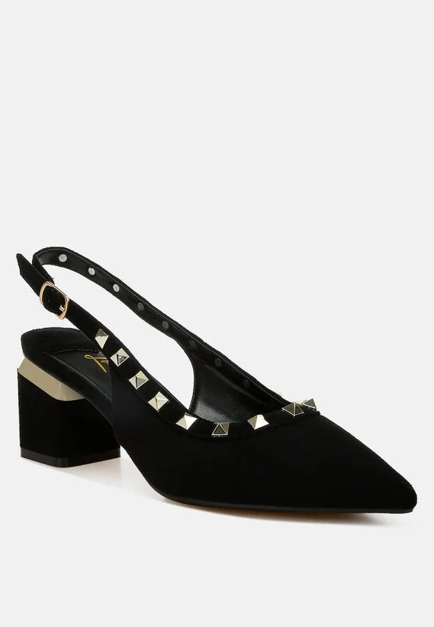 Ameya Stud Emebllished Microfiber Sandals - Image 3