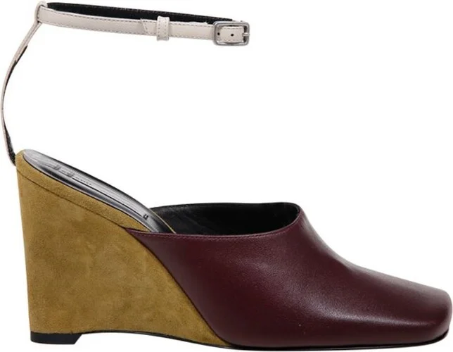 AMI Leather Wedge Mules