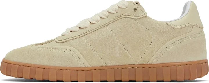 AMI Paris Beige Leather Low Top Step Sneakers - Image 3