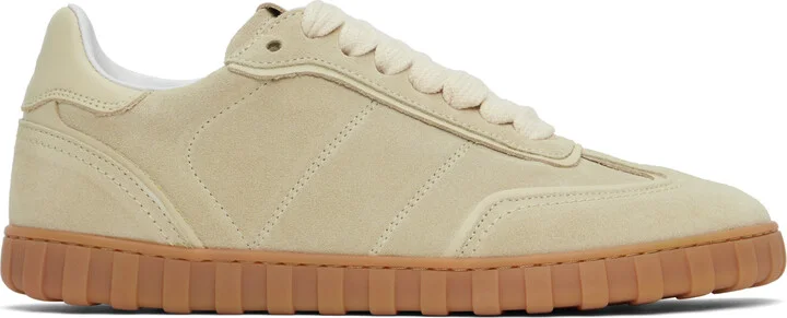 AMI Paris Beige Leather Low Top Step Sneakers