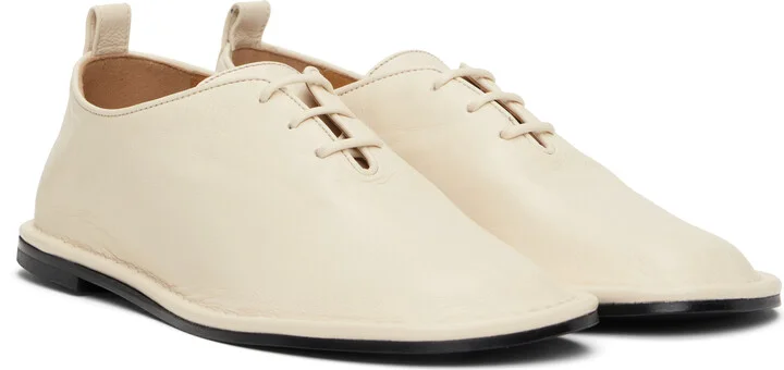 AMI Paris Beige Leather One Cut Oxfords - Image 4