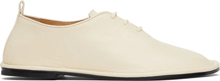 AMI Paris Beige Leather One Cut Oxfords