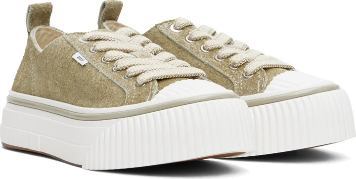 AMI Paris Beige Low Top Ami SN1980 Sneakers - Image 4