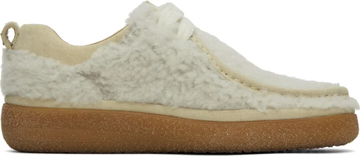 AMI Paris Beige Moc Toe Shearling Derbys