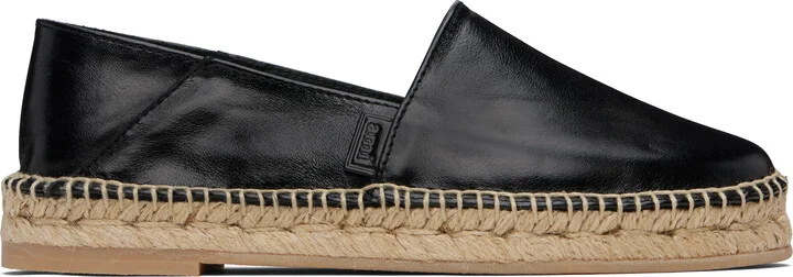 AMI Paris Black 'AMI Leather' Espadrilles