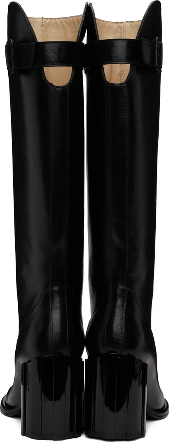 AMI Paris Black Anatomical Toe Buckled Boots - Image 2