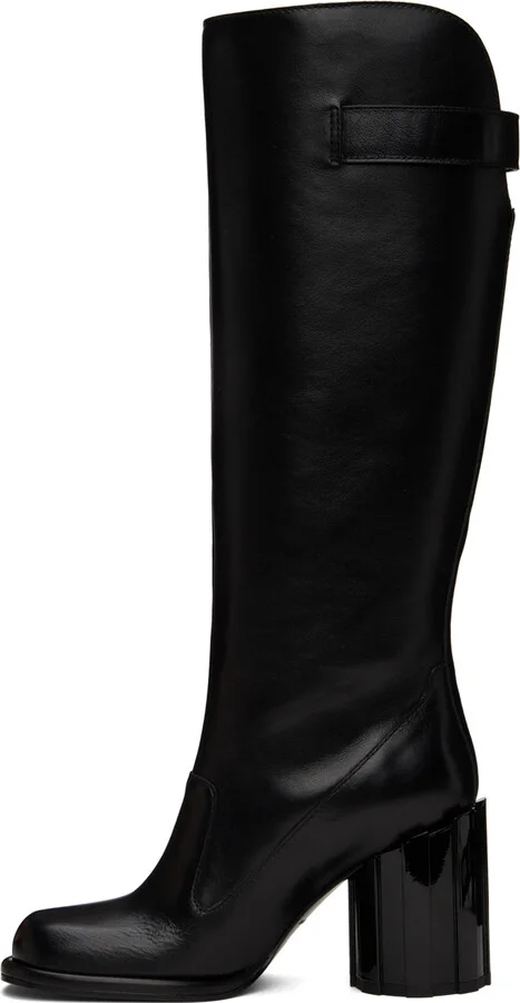 AMI Paris Black Anatomical Toe Buckled Boots - Image 3