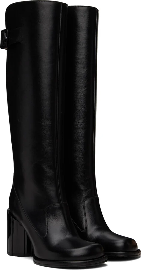 AMI Paris Black Anatomical Toe Buckled Boots - Image 4